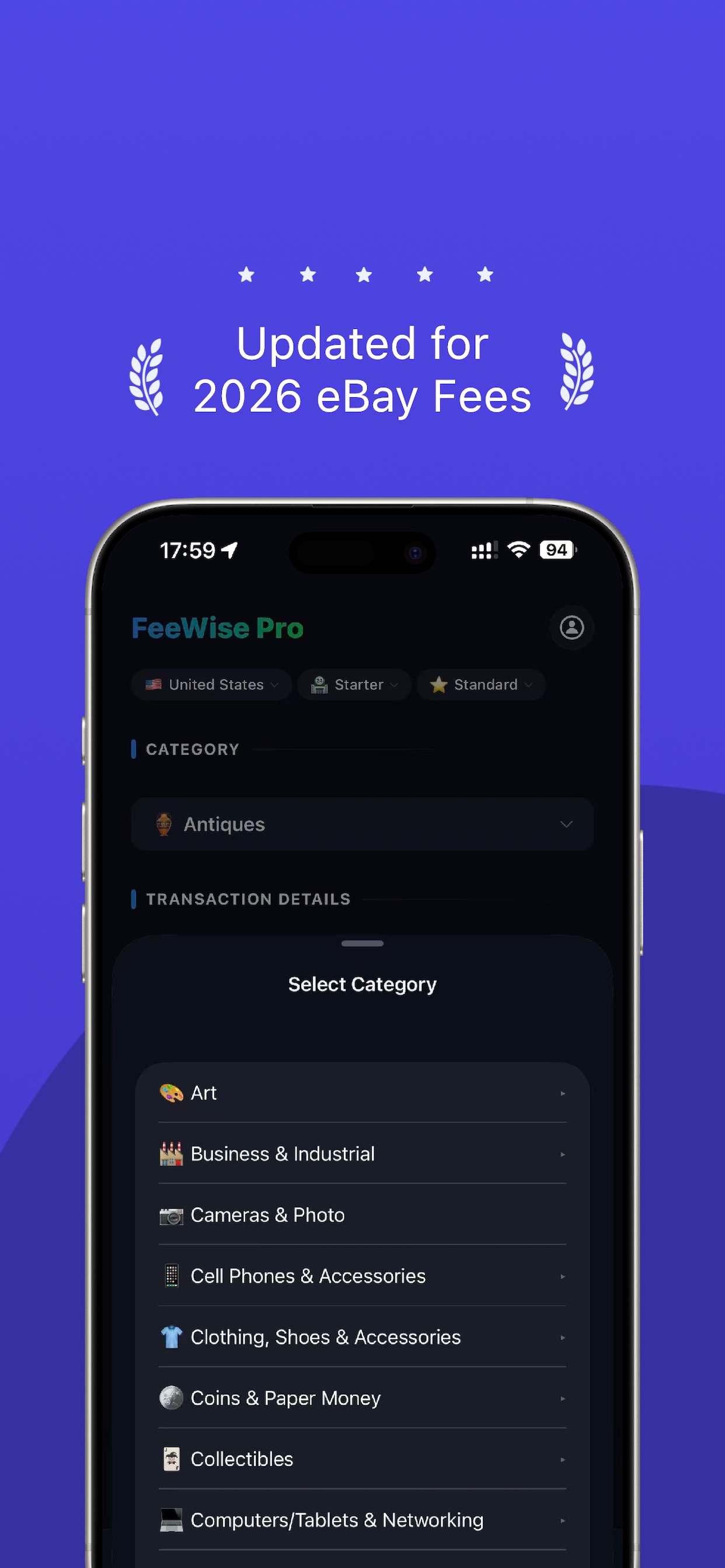 FeeWise app screenshot 1: Main calculation interface
